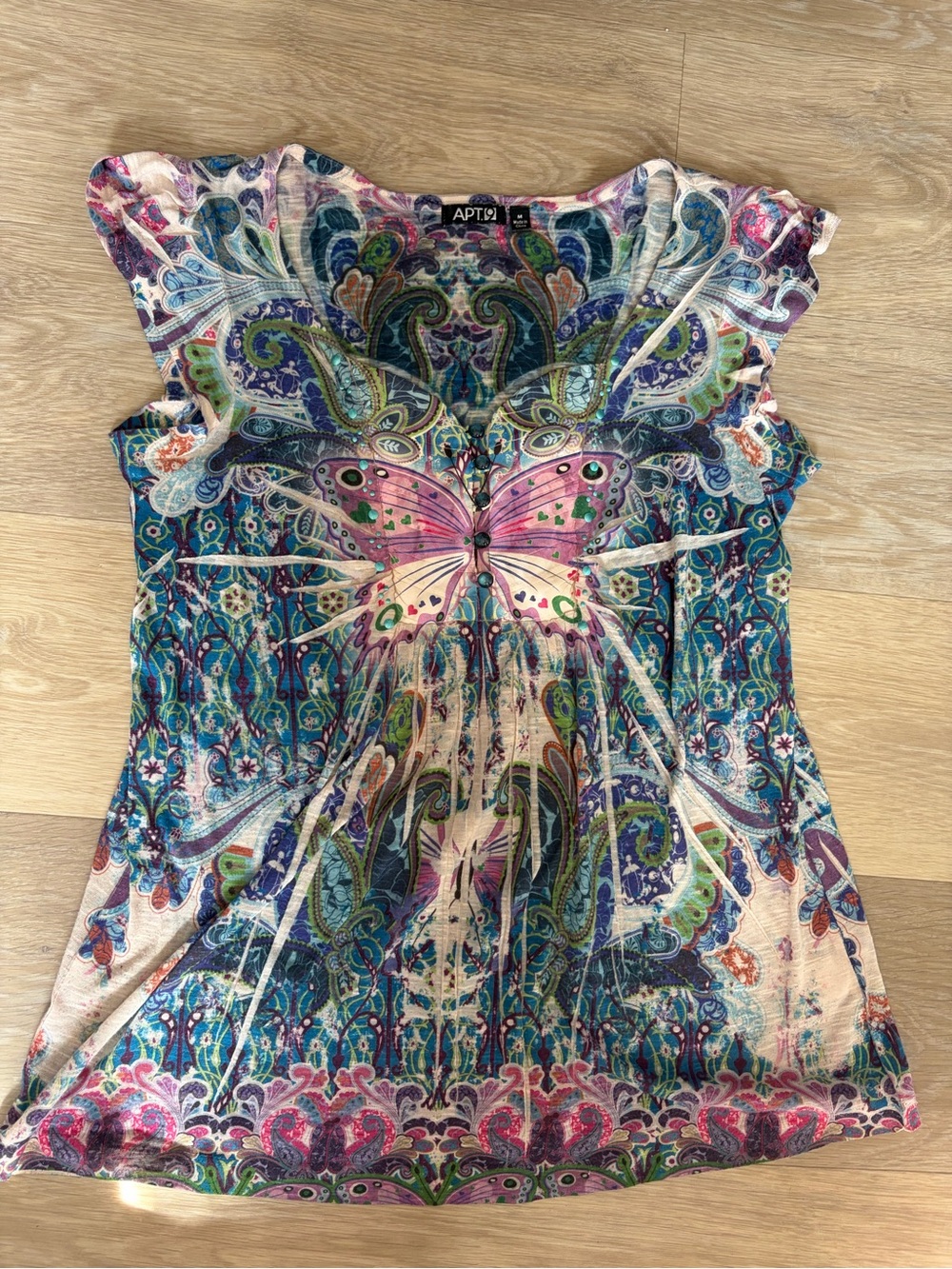 APT. 9 Y2K Butterfly Paisley Fairycore Top Size Medium